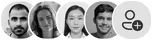 Vier überlappende Portraits neben einem Symbol zum Hinzufügen weiterer Personen.