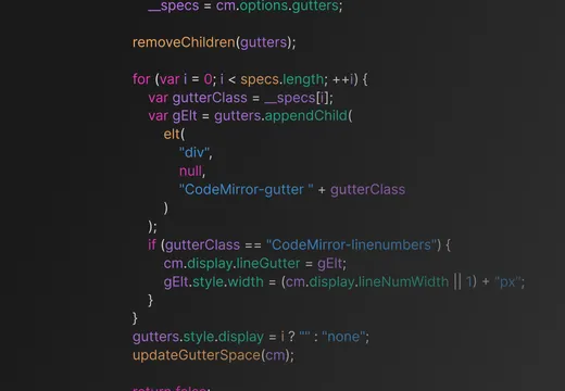Ein Ausschnitt aus dem Quellcode der Plattform, farbig hervorgehoben auf dunklem Grund.